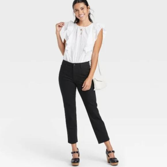 Universal Thread Black High Rise Slim Straight Leg Vintage Stretch Jeans 2 NWOT - Picture 1 of 7